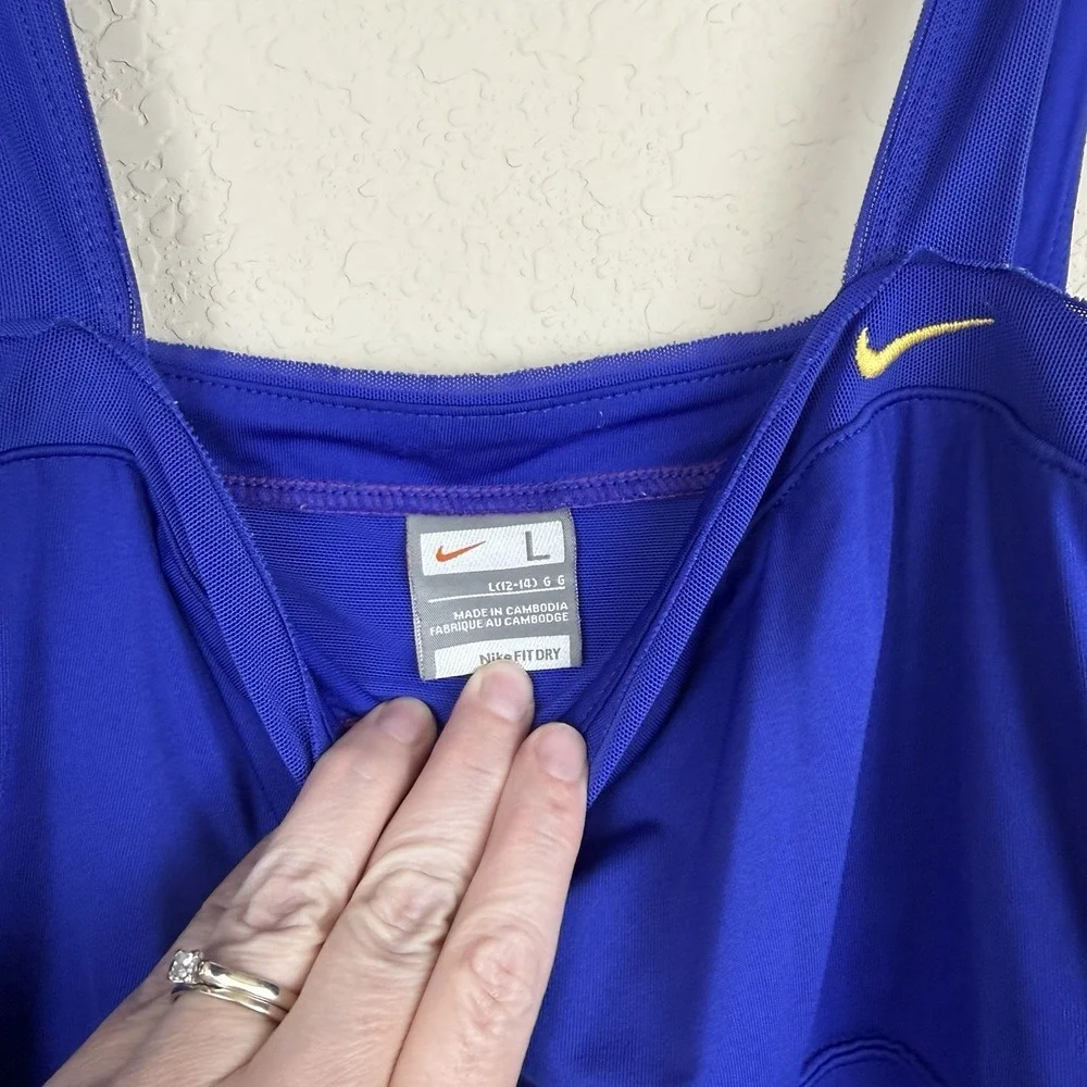 Nike Maria Sharapova 2008 Royal‎ Blue Velvet Trim Tennis Dress Sz L Preppy